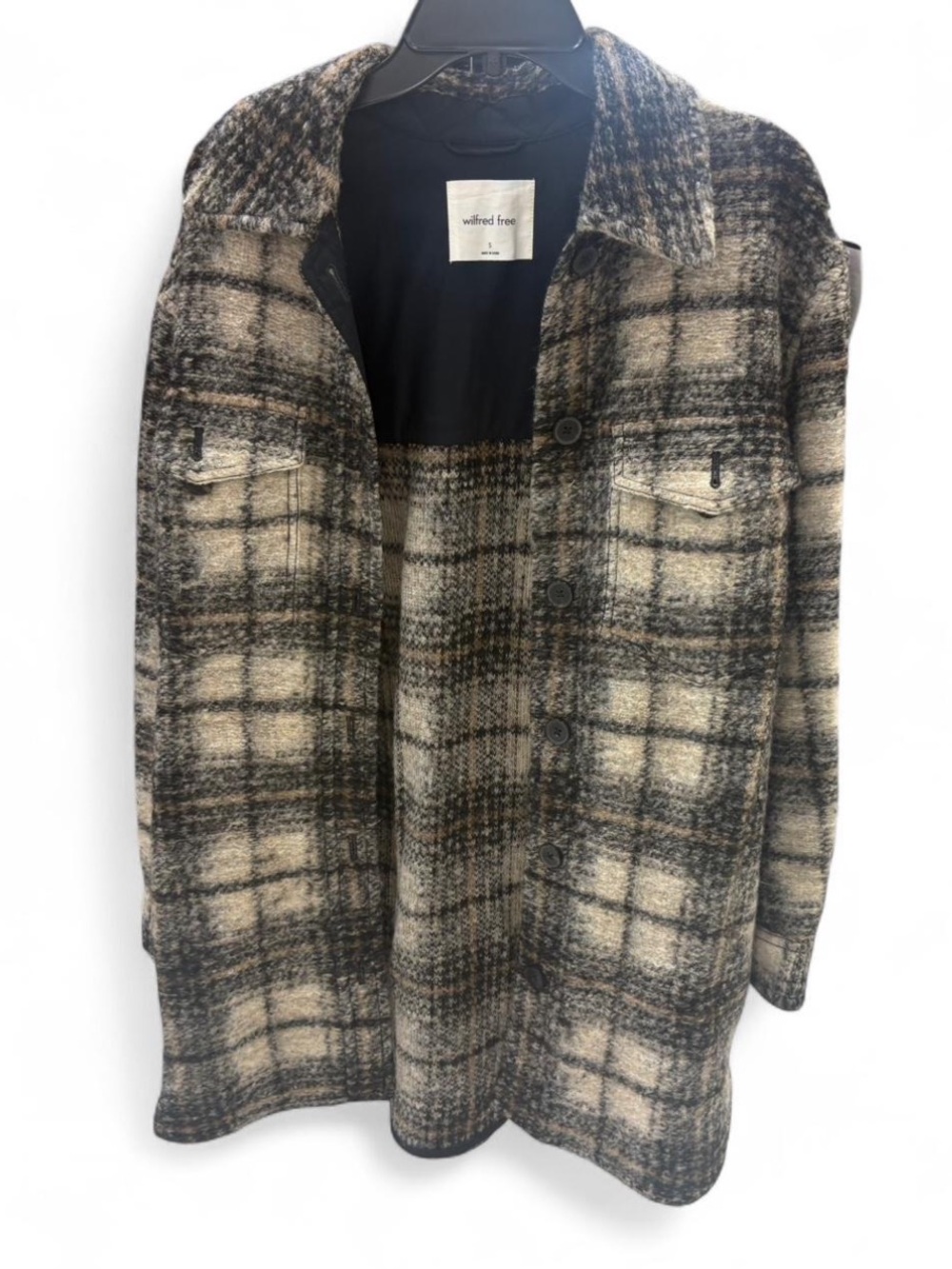 Wilfred Women's Plaid wool Jacket - Cream & Black